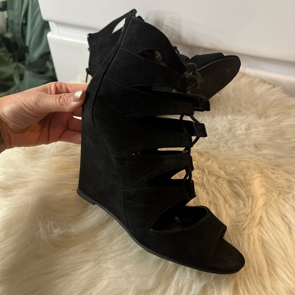 Wet n Wild Black Wedge Ankle Boots